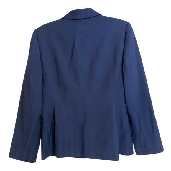 Tahari Navy Blue Subtle Stripe Blazer Jacket Women's Sz 10P Pockets Career - Picture 8 of 11